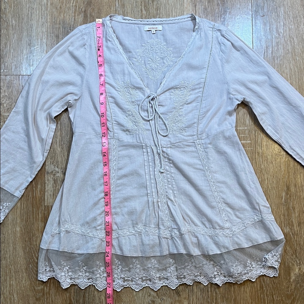 Sundance Ivory Lace Embroidery Tunic Blouse Shirt Long Sleeve 100% Cotton Size S - Picture 10 of 13